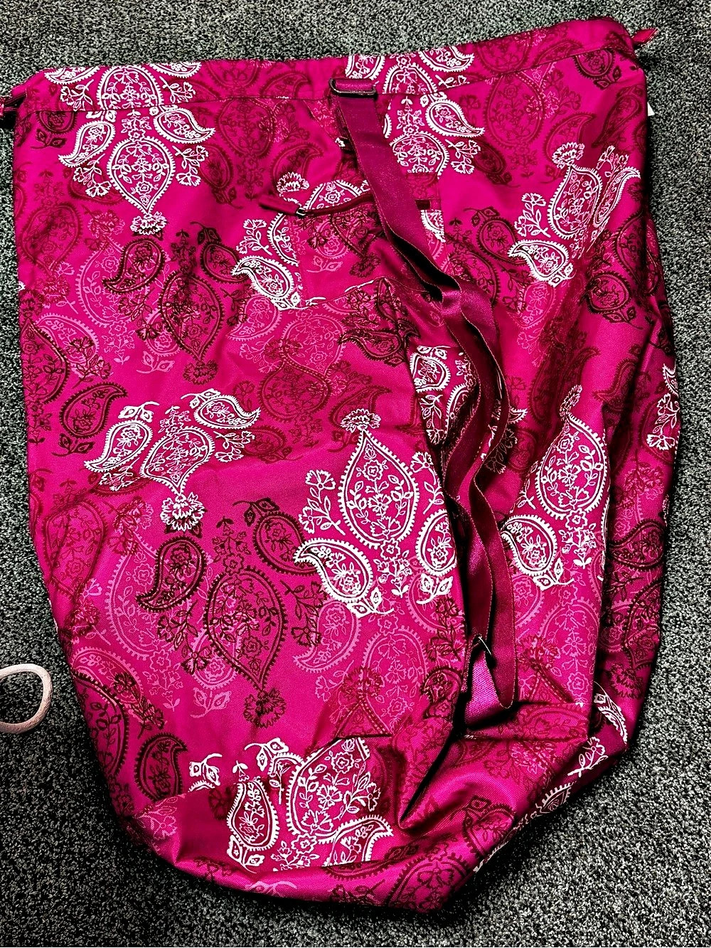 Vera Bradley Paisley large laundry bag with drawstring closing at the top.  NWT